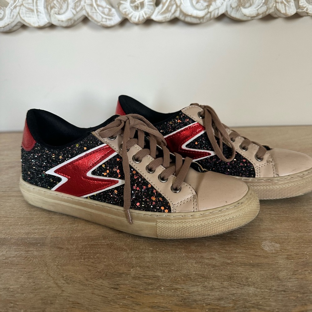 Glitter lightning bolt shoes